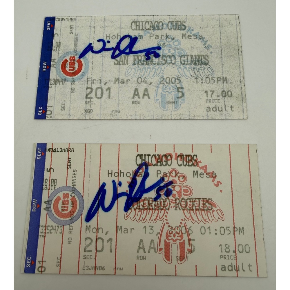 Chicago Cubs Will Ohman Signed Ticket Stubs 2005 2006 Spring Training Mesa AZ